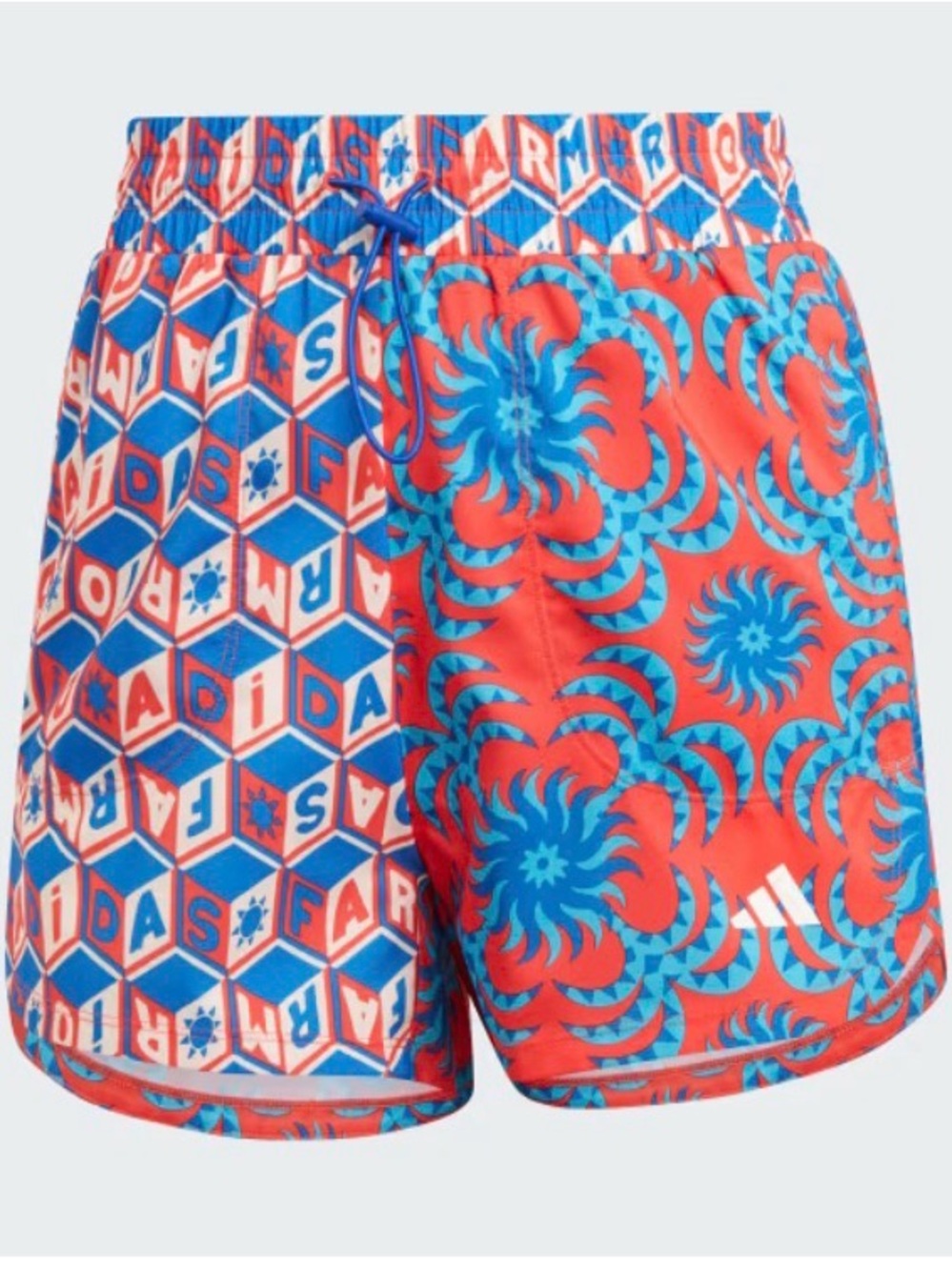 FARM RIO X ADIDAS NWT PACER SHORT TRAINING SHORTS ORANGE BLUE GIRLS SZ LARGE